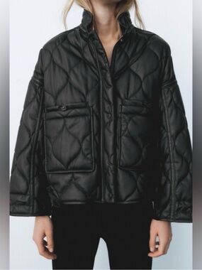 Zara Black Quilted Puffer Jacket
